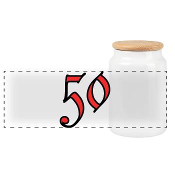 50. 50 JAHRE. 50-JÄHRIGES JUBILÄUM. 50-JÄHRIGES JUBILÄUM. - Panorama Keksdose mit Holzdeckel - Weiß - Vorne