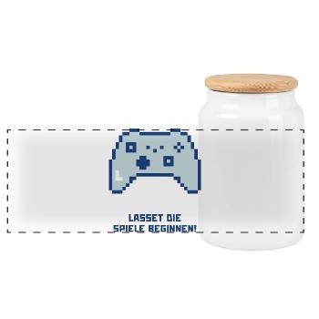 Let the games begin - Panoramic Cookie Jar with Wooden Lid - white - Front