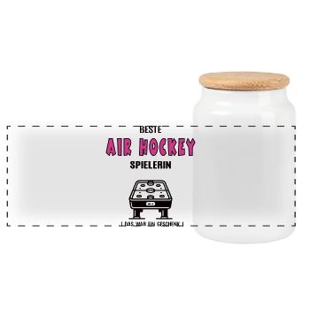 Air Hockey Player Best Air Hockey Player - Panoramic Cookie Jar with Wooden Lid - white - Front