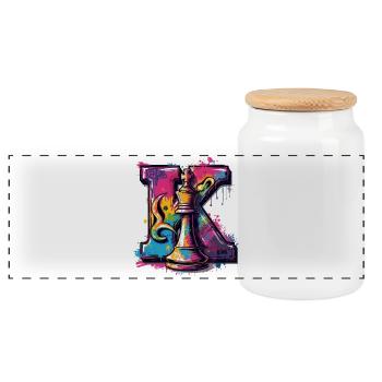 Roi dans Graffiti Oeuvre Echecs - Boîte à biscuits avec couvercle en bois - blanc - Devant