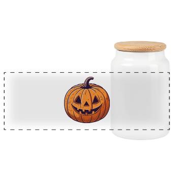 Citrouille Jack-o-Lantern Cartoon - Boîte à biscuits avec couvercle en bois - blanc - Devant