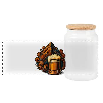 Alpine Beer Mountain Magic - Panoramic Cookie Jar with Wooden Lid - white - Front