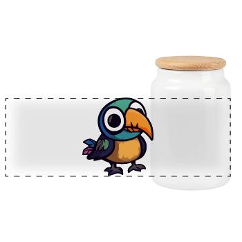 Toucan oiseau Halloween Zombie - Boîte à biscuits avec couvercle en bois - blanc - Devant