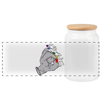 climthing - Panoramic Cookie Jar with Wooden Lid - white - Front
