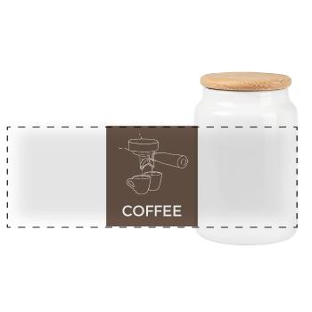 Kaffeemaschine Linienkunst Kaffee - Panorama Keksdose mit Holzdeckel - Weiß - Vorne