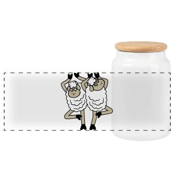 Schaf Paar Verärgert Gestört Baum Pose Yoga Rempel - Panoramic Cookie Jar with Wooden Lid - white - Front