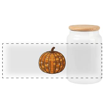 Citrouille disco géométrique - Boîte à biscuits avec couvercle en bois - blanc - Devant