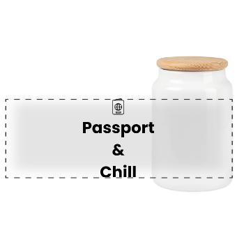 Passport & Chill – Travel Shirt - Panoramic Cookie Jar with Wooden Lid - white - Front