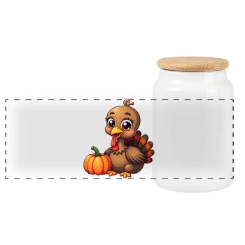 Thanksgiving Truthahn Baby - Panorama Keksdose mit Holzdeckel - Weiß - Vorne
