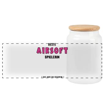 Joueur d’Airsoft Meilleur anniversaire d’Airsofter - Boîte à biscuits avec couvercle en bois - blanc - Devant