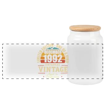 Birthday Party December 1992 - December 1992 - Panoramic Cookie Jar with Wooden Lid - white - Front