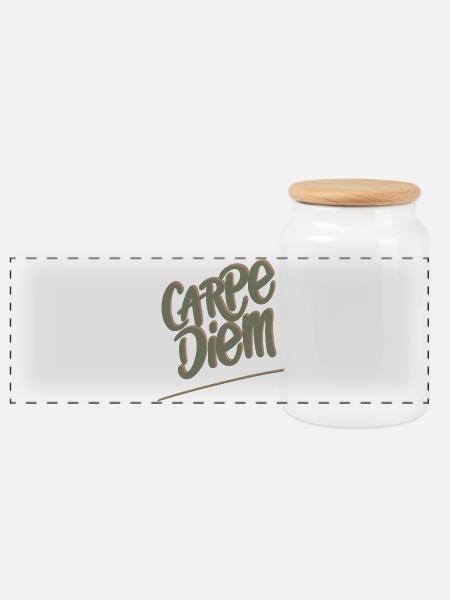 Carpe Diem - Panorama Keksdose mit Holzdeckel - Weiß