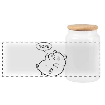 Non, Hamster | Drôle de doigt d’honneur - Boîte à biscuits avec couvercle en bois - blanc - Devant