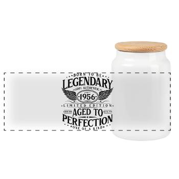Legendär_seit_1956_Jahrgang_Geburtstag_Geschenk - Boîte à biscuits avec couvercle en bois - blanc - Devant