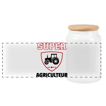 Super agriculteur, fête des pères, noël - Boîte à biscuits avec couvercle en bois - blanc - Devant