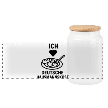 German home cooking - Panoramic Cookie Jar with Wooden Lid - white - Front
