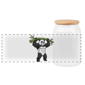 Panda Japon Bambou Culture Fitness Gym Force - Boîte à biscuits avec couvercle en bois - blanc - Devant