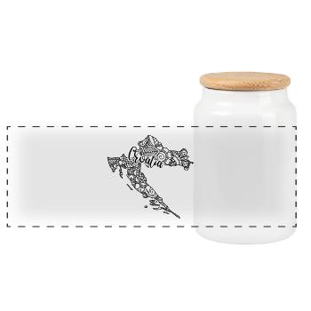 Carte Croatie Mandala - Côte Adriatique Voyage - Boîte à biscuits avec couvercle en bois - blanc - Devant