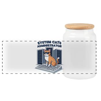 System Cats Administrator - Panoramic Cookie Jar with Wooden Lid - white - Front