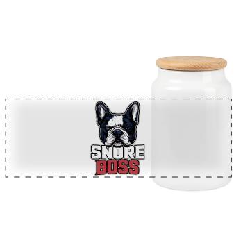Drôle de motif de chien pour les fans de Frenchie - Boîte à biscuits avec couvercle en bois - blanc - Devant