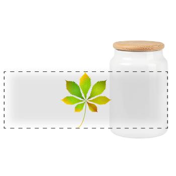 Leuchtendes Kastanienblatt–Herbstliches Naturmotiv - Panorama Keksdose mit Holzdeckel - Weiß - Vorne