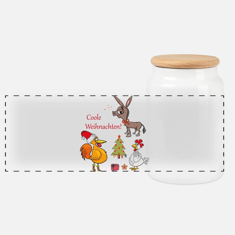 Coole Weihnachten  - Panorama Keksdose mit Holzdeckel - Weiß