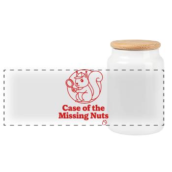 Cas de l’écureuil noix manquant - Boîte à biscuits avec couvercle en bois - blanc - Devant