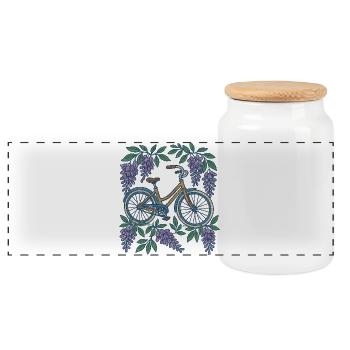 Glycine Vélo Broderie - Boîte à biscuits avec couvercle en bois - blanc - Devant
