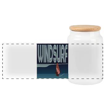 Windsurfer in Welle  - Panorama Keksdose mit Holzdeckel - Weiß - Vorne