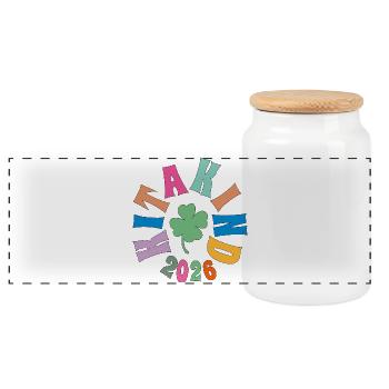 Kita Enfant 2026 Trèfle - Boîte à biscuits avec couvercle en bois - blanc - Devant
