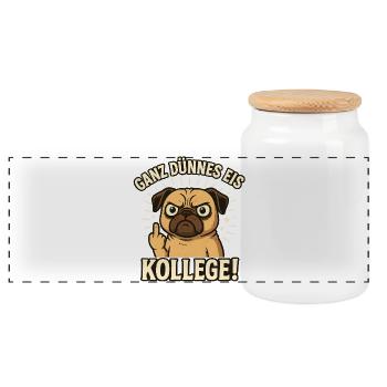 Guten Morgen Ganz Dünnes Eis - Panoramic Cookie Jar with Wooden Lid - white - Front