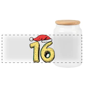 Biscuit de Noël à 16 chiffres - Boîte à biscuits avec couvercle en bois - blanc - Devant