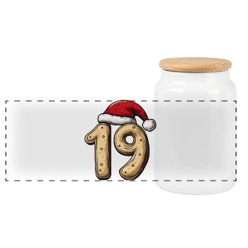 Biscuit de Noël à 19 chiffres - Boîte à biscuits avec couvercle en bois - blanc - Devant