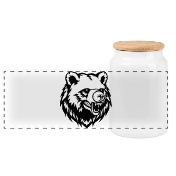 Bear Bear Head Bears T-shirt Gift - Panoramic Cookie Jar with Wooden Lid - white - Front