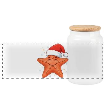Noël des étoiles de mer - Boîte à biscuits avec couvercle en bois - blanc - Devant