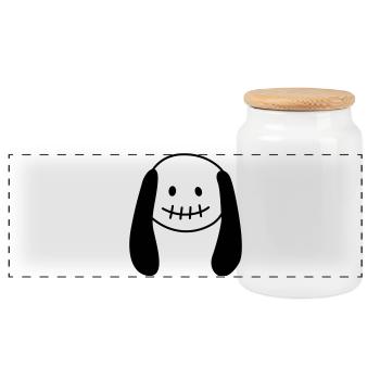 Zombie Doll – Cute & Creepy Combined - Panoramic Cookie Jar with Wooden Lid - white - Front