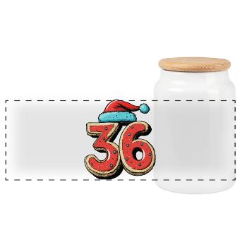 36 Number Cookie Christmas - Panoramic Cookie Jar with Wooden Lid - white - Front