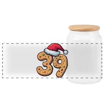 39 Number Cookie Christmas - Panoramic Cookie Jar with Wooden Lid - white - Front