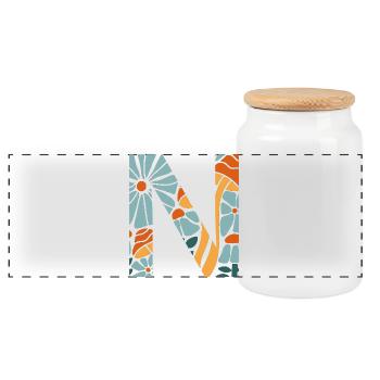 Groovy Letter n Flowers Gift Idea - Panoramic Cookie Jar with Wooden Lid - white - Front