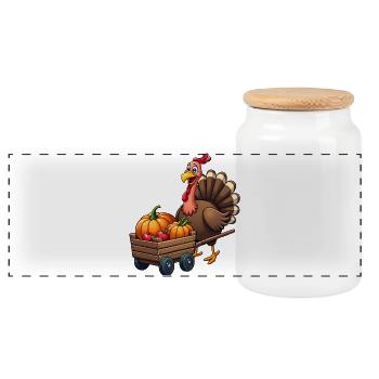 Thanksgiving Drôle Dinde de Thanksgiving - Boîte à biscuits avec couvercle en bois - blanc - Devant