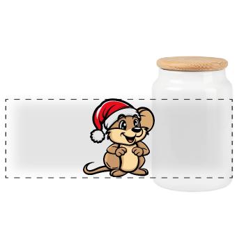 Coq Noël - Boîte à biscuits avec couvercle en bois - blanc - Devant
