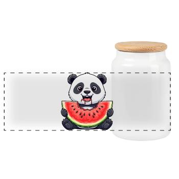 Süßer Panda Cartoon Wassermelone Sommer Obst - Panorama Keksdose mit Holzdeckel - Weiß - Vorne
