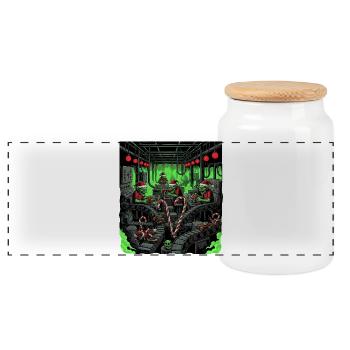 Creepy Zombie Christmas Elf Gothic Horror Desig - Panoramic Cookie Jar with Wooden Lid - white - Front