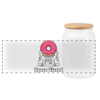 Donut Astronaut in All Space Glazed - Panoramic Cookie Jar with Wooden Lid - white - Front