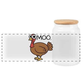Turkey moo, faire semblant d’être une vache, drôle - Boîte à biscuits avec couvercle en bois - blanc - Devant