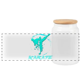 Karaté - Boîte à biscuits avec couvercle en bois - blanc - Devant