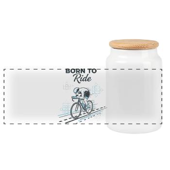 born to ride - Panoramic Cookie Jar with Wooden Lid - white - Front