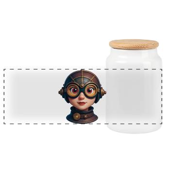 SCI GIRL - baby & kids - Panoramic Cookie Jar with Wooden Lid - white - Front