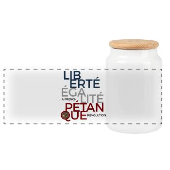 Liberté Égalité Pétanque Boule - Boîte à biscuits avec couvercle en bois - blanc - Devant