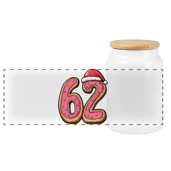 62 Zahl Keks Weihnachten - Panorama Keksdose mit Holzdeckel - Weiß - Vorne